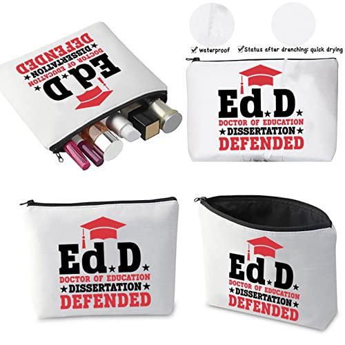 CMNIM EdD Gift Doctor Of Education Dissertation Defended Makeup Bag for Doctorate Graduation Gift for Her