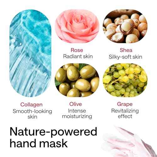 Korean Hand Masks Moisturizing Glove for Dry Hands - Hand Moisturizer Gloves for Women, Men - Hand Therapy Gloves with Collagen, Rose Oil, Shea Butter - White Hydrating Korean Hand Mask Bulk, 12 Pack