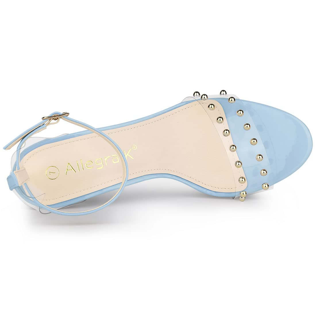 Allegra K Women's Clear Block Heel Ankle Strap Sky Blue Heeled Sandals 9 M US