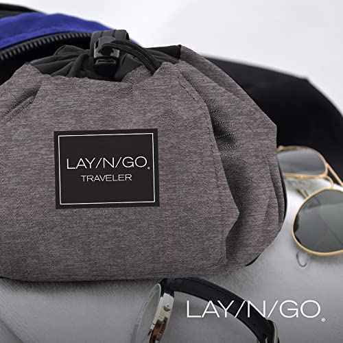 Lay-n-Go Drawstring Toiletry Bag - Water-Resistant 4-In-1 Lay Flat Toiletry Bag - Durable, Easy-To-Clean Travel - For Men & Women - Machine Washable & Compact (20", Grey)