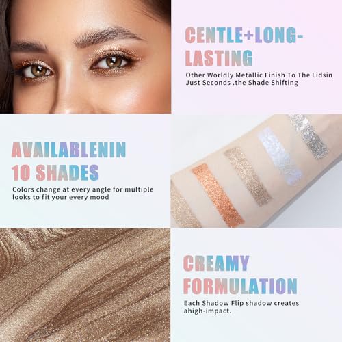 Liquid Glitter Eyeshadow - Metallic Shimmer Formula Waterproof & Smudge-Proof Long-Lasting Eye Makeup for Festivals, Parties (01#MILKY WAY)