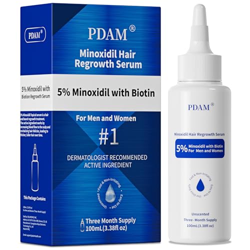 5% Minoxidil for Men, for Men & Women Hair with Biotin, Minoxidil for Beard Growth for Hair Loss to Hair Regrowth Get Thicker Fuller, Hair Loss Treatments for Women 100ml