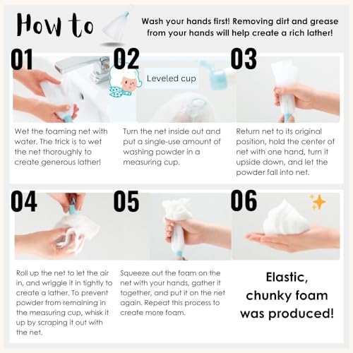 FANCL Foaming Net ? Japanese Double-Layer Facial Cleansing Foam Net, Creates Rich Fine Lather for Face Wash, Additive-Free Skincare Tool with Hanging Loop