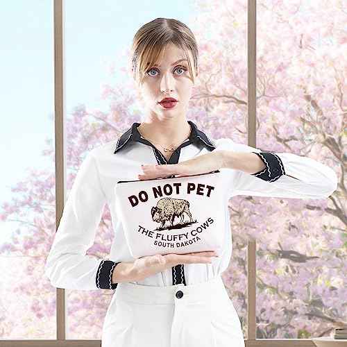 Bison Buffalo Gift Do Not Pet the Fluffy Cows Zipper Pouch South Dakota Gift Midwest Badlands National Park Gift Makeup Bag (SOUTH DAKOTA Bag)
