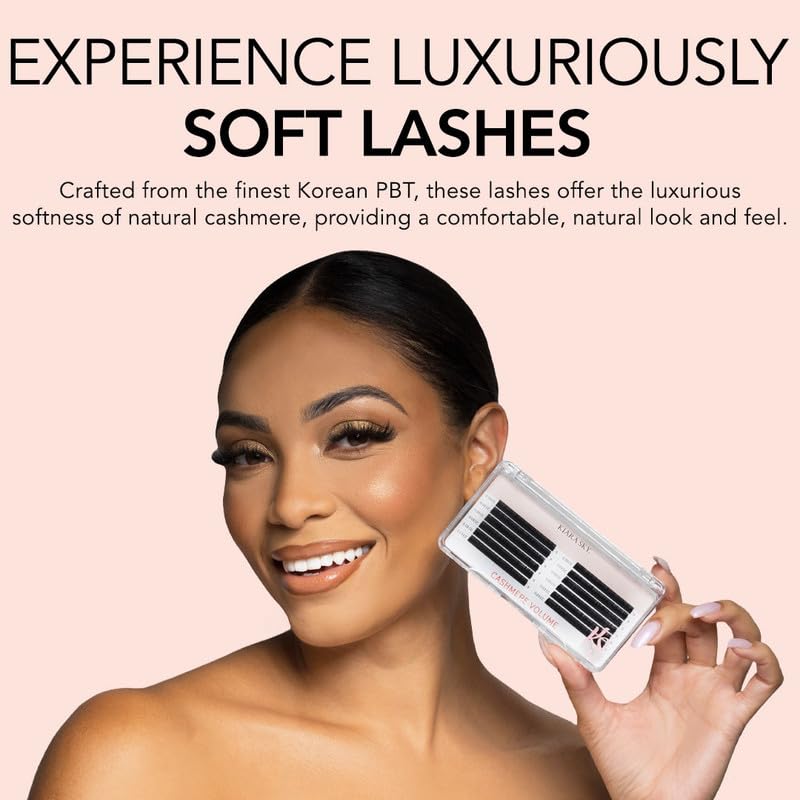 Cashmere Volume Lash Extensions - Soft Semi-Matte Finish | Professional Use | Black CC 0.07 8MM