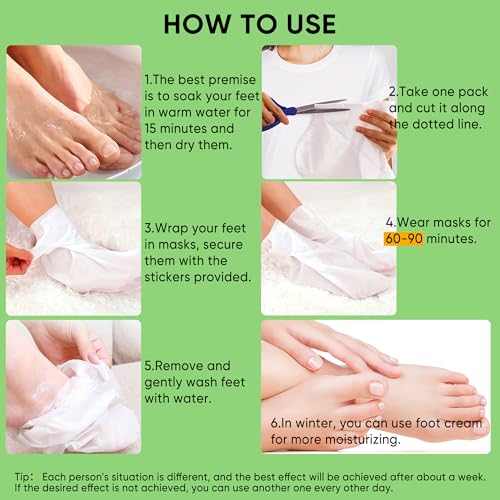 Aloe Vera Foot Peeling Mask, Baby Feet Exfoliating Peel for Dead Skin Removal& Moisturizing Care, Dry Cracked Heels Relief, Softening Rough Feet Spa Socks, 3 Pairs Pack(Unisex)