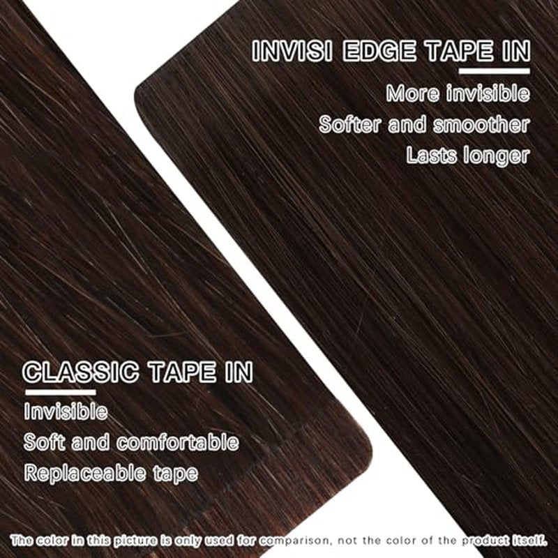 ABH AMAZINGBEAUTY HAIR Invisi Edge Tape in Hair Extensions Real Human Hair, Seamless Injected Hand-Tied Virgin Human Hair Pro Quality Tape ins 20PCS 50G/Pack, Auburn Color #30 20 Inch