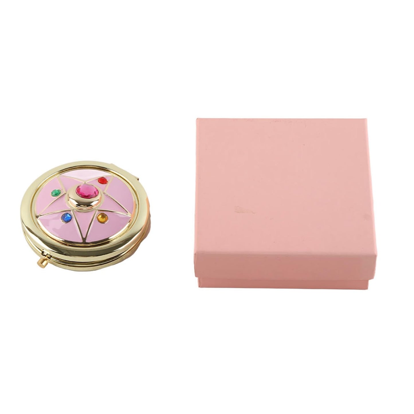 Jauarta Cosmetic Makeup Folded Mirror, Anime Makeup Compact Mirror Star Portable Travel Handheld Foldable Double Sided Mirror, Cosplay Prop for Beauty Lovers