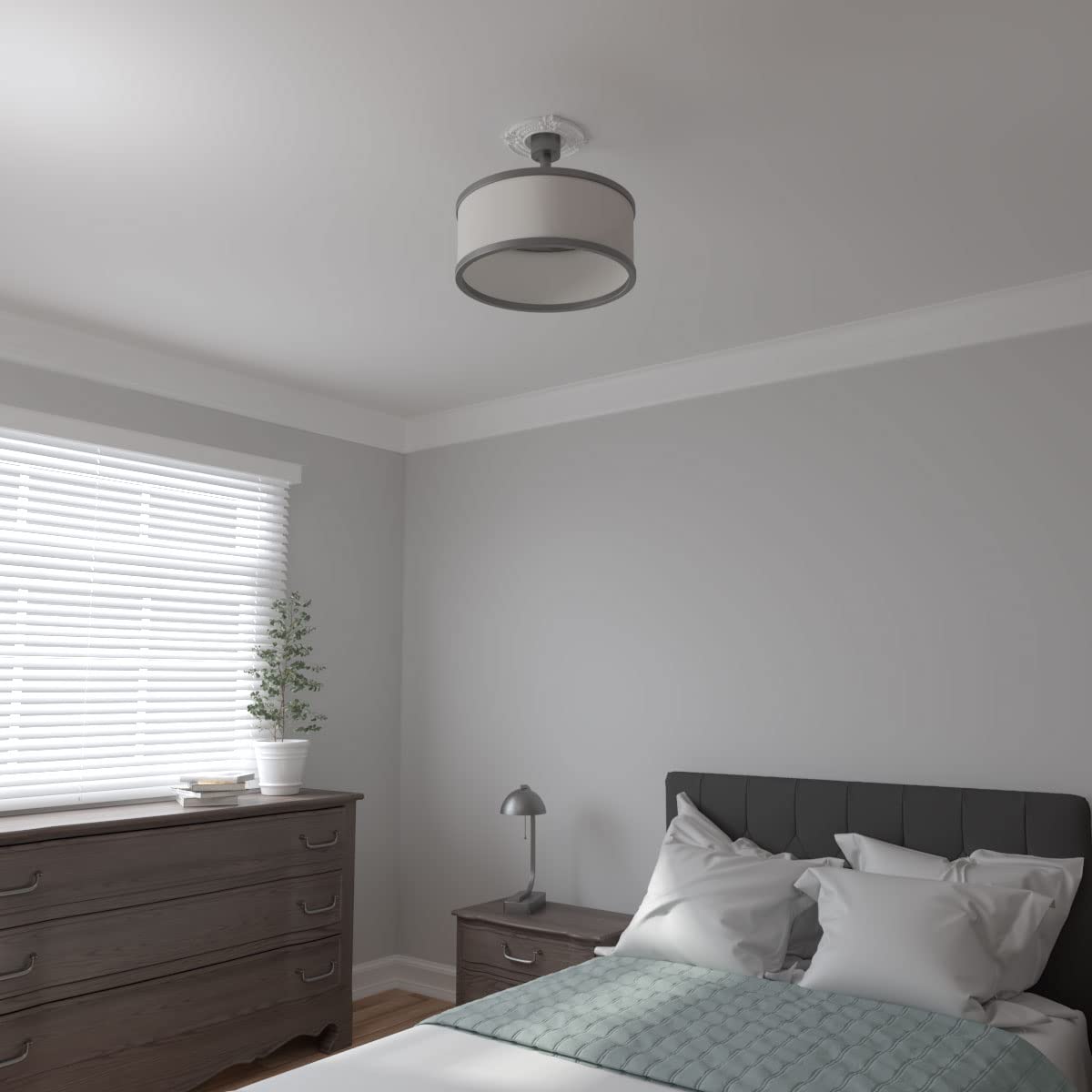 Ekena Millwork CM09BN Benson Ceiling Medallion, 9"OD x 4 1/8"ID x 5/8"P, Primed