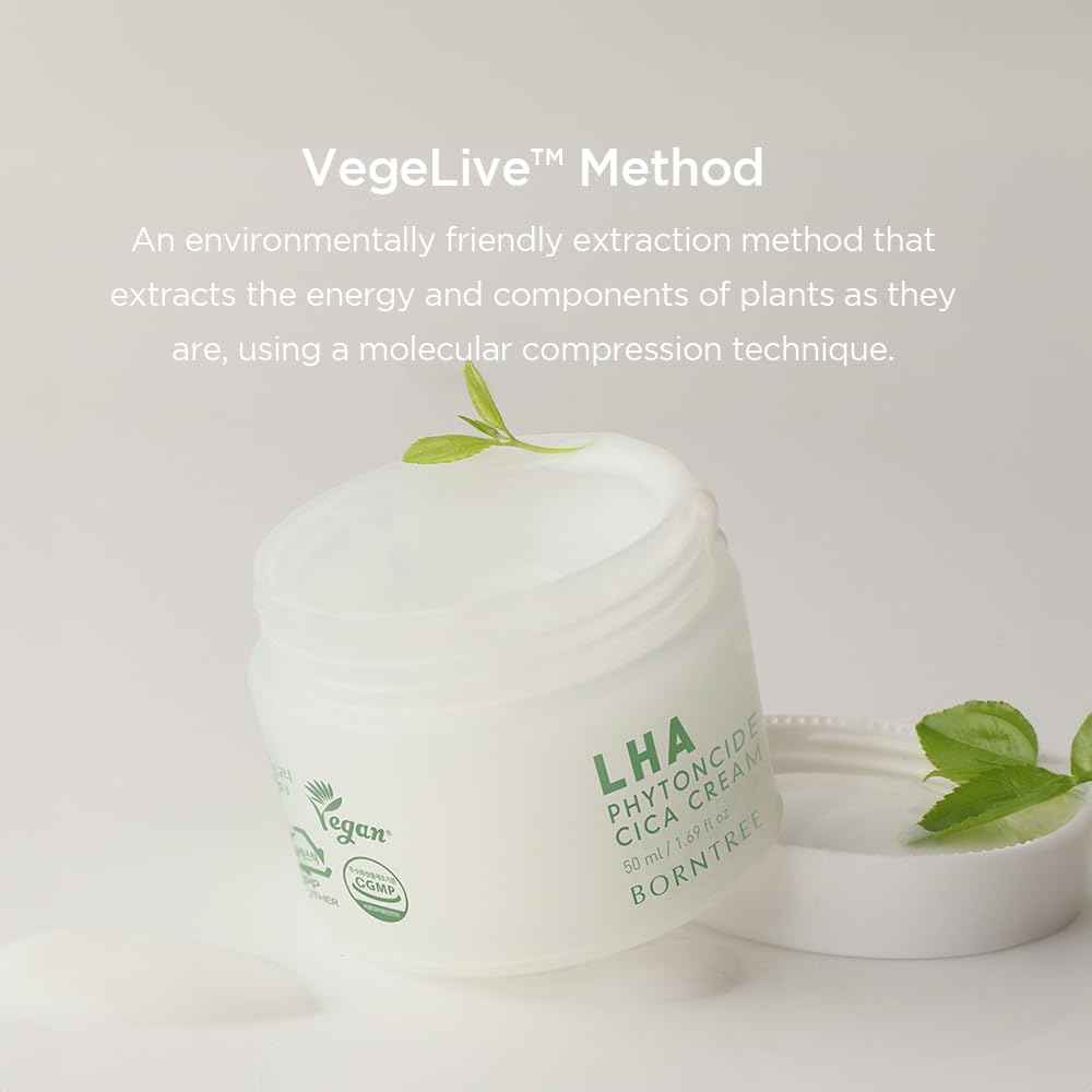 BORNTREE lha Phytoncide Cica Cream 1.69 fl oz/K_beauty,Vegan Cosmetics, Clean Beauty, Ewg All Green Grade/36ml soothing ingredients,pH5.5mildly acidic,adenosine, madecasoside,aha,baha,nature