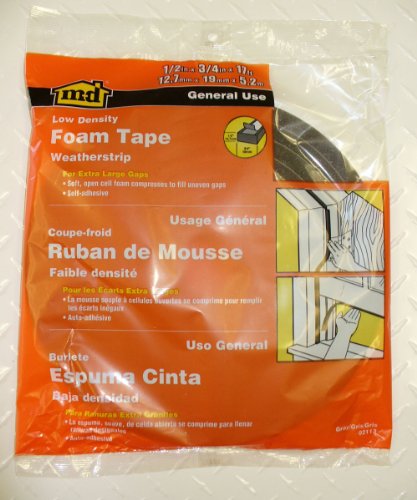 M-D Building Products 2113 Low Density Foam Tape, 1/2-by-3/4-Inch by 17 Feet, Gray