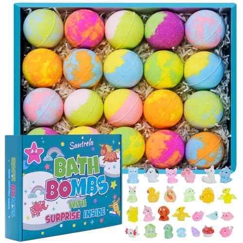Bath Bombs for Kids with Surprise Toys Inside, 20 Pack Bath Bombs Gift Set for Girls Boys, Handmade Bubble Bath Fizzy Balls Ball for Birthday, Summer Fun, Christmas