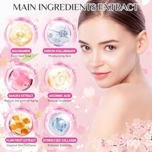 Sakura Skin Care Set, Skincare for Girls 10-12, 15Pcs Skincare Gift Set for Teens Complete Skincare Routine, Travel Size Skincare Set with Hair Clips, Kids Skin Care Set for Girls Ages 8-12