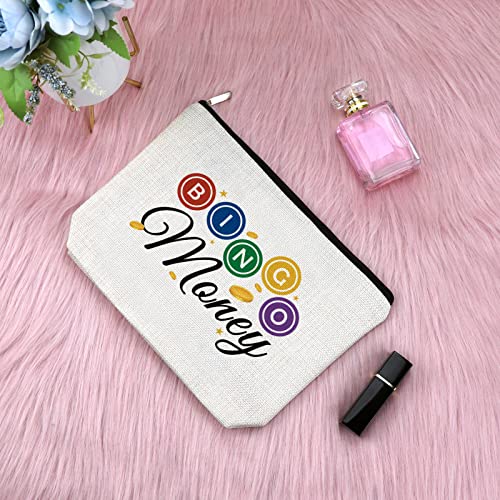 Sfodiary 3Pcs Bingo Game Gift Makeup Bag Gambling Gift for Women Bingo Lover Player Cosmetic Bag Casino Lovers Present Christmas Birthday Present Zipper Travel Cosmetic Pouch