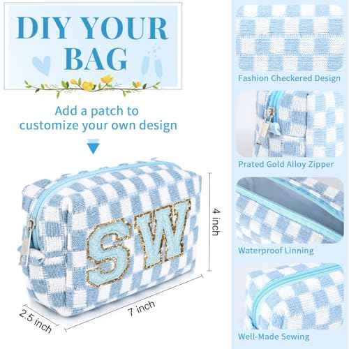 8 Pcs Checkered Makeup Bag Bridesmaid Proposal Gifts Makeup Pouch Bulk for Wedding Party Favors Bachelorette Party Decorations Toiletry Organizer Bag Cosmetic Case Gift