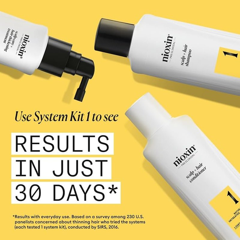 Nioxin Scalp & Hair Thickening System Kit - Boost Density for Natural, Colored & Damaged Hair | 3-Month Supply with Niacinamide & Biotin
