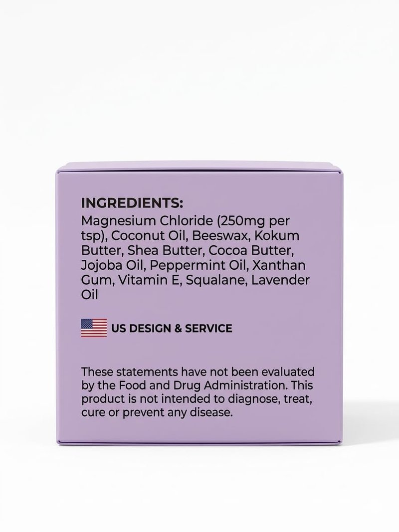 Magnesium Lotion - Natural Magnesium Cream with Coconut Oil & Shea Butter | Lavender 4 oz