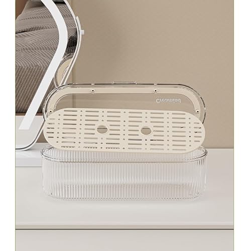 Makeup Brush Holder Organizer Clear Acrylic Makeup Sponges Organizer,Cosmetic Storage Case with Lid Display Case for Vanity (Brush Organizer)