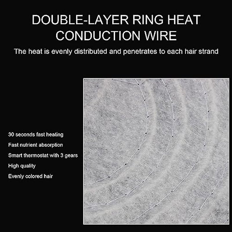 Hair Steamer Thermal Heat Cap, Heating Cap for Deep Conditioning Scalp Treatment Spa Hot Head Care Tool Portable 3 Gears Temperature Control Protection Detachable Electric for Home Salon Use