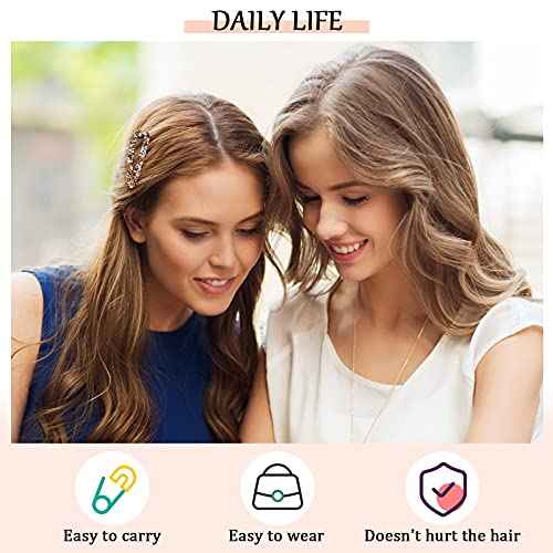 Chuangdi 12 Pcs Rhinestone Hair Clips, 3.2 Inch AB Crystal Metal Hair Barrettes for Women Girls Bridal Wedding Birthday Party Costume Accessories