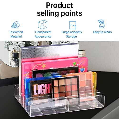2Pcs Makeup Pallet Organizer,Acrylic Eyeshadow Palette Makeup Organizer,Clear Eyeshadow Palette Cosmetic Organizer,7 Sections Palette Organizer Makeup Holder for Bathroom Countertop Wallets Sunglasses