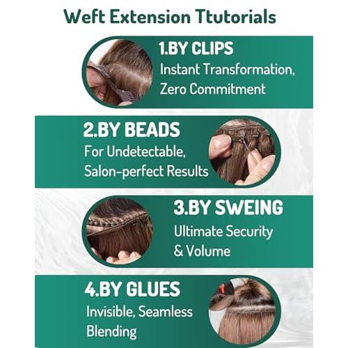 RUNATURE Weft Hair Extensions Human Hair Dark Blonde with Light Blonde Weft Human Hair Extensions Straight Sew in Hair Extension Real Human Hair Wefts Sew in Bundles Human Hair Weaving 14 Inch 100g