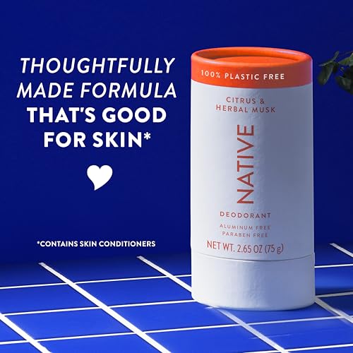 Native Plastic Free Deodorant Contains Naturally Derived Ingredients, 72 Hour Odor Control | Deodorant for Women and Men, Aluminum Free with Baking Soda, Coconut Oil and Shea Butter | Citrus & Herb