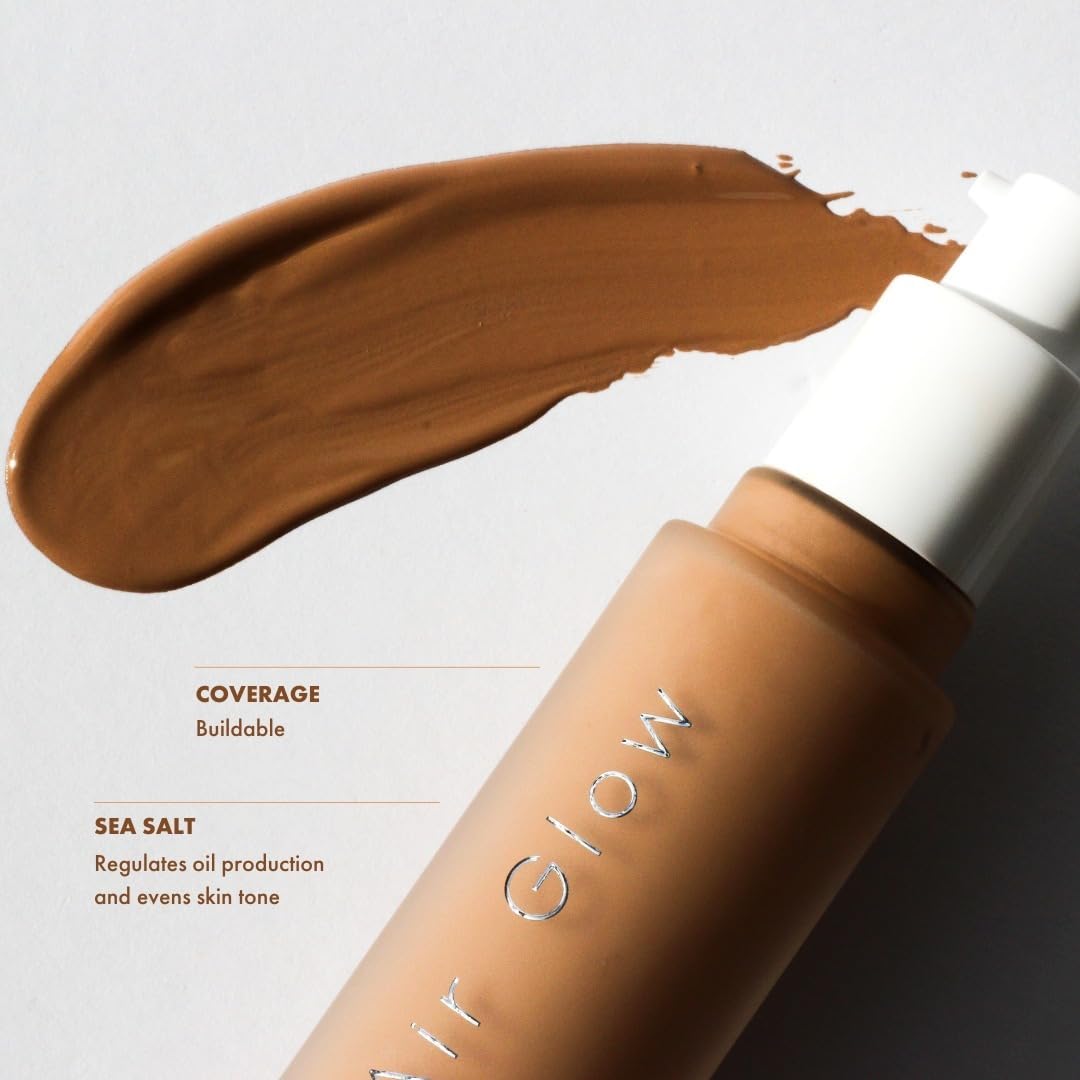FARMASi Air Glow Foundation – Lightweight Liquid Formula with Hyaluronic Acid for Dewy, Natural-Looking Radiance – Buildable Coverage, Non-Comedogenic, 1 fl oz, C02