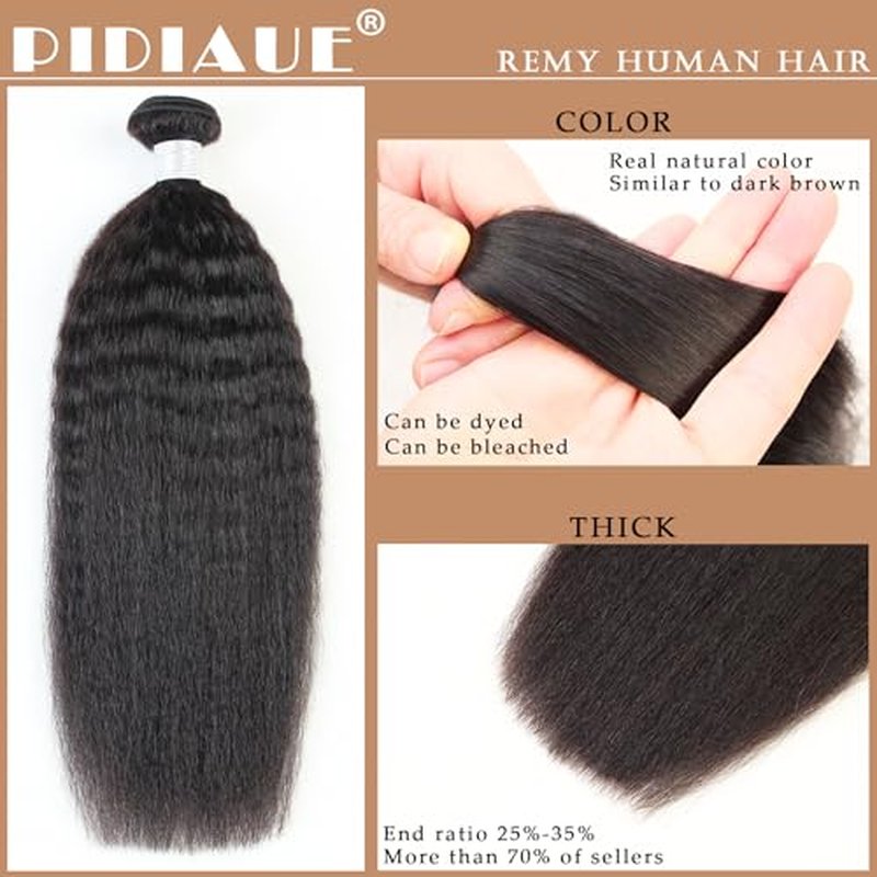 Kinky Straight Bundles Human Hair Remy Yaki Straight Bundles Weave 14 14 14 inch Real Unprocessed Brazilian Virgin Hair Extensions Natural Color 12A