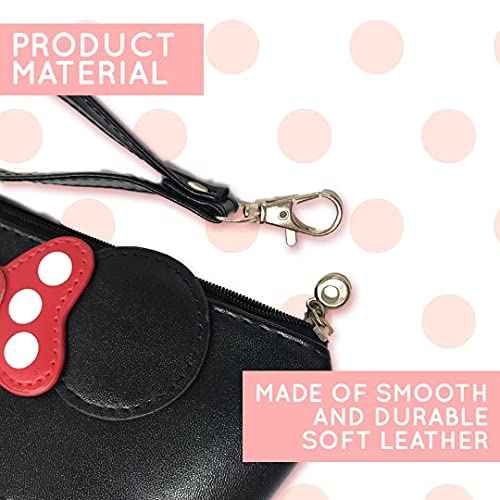 BELMAKS Black Murine Makeup Bag Cosmetic Bags Toiletry Organizer White Polka Dots Red Cartoon Makeup Organizer for Teen Girls 5.1" x 5.9" Murine Zipper Cute Purse for Travel