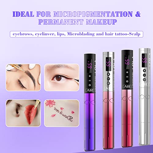 INKin Permanent Makeup Tattoo Machine, Wireless Tattoo Gun with 2Pcs 1500mAh Battery Pack LED Display, Professional Lola Air SMP Tattoo Pen for Beginners Artists (2.7mm Stroke)