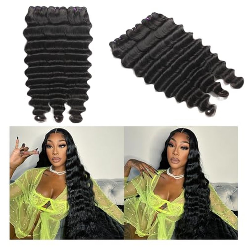 Aopusi Brazilian Hair Bundles Loose Deep Wave Virgin Remy Human Hair (18 20 22 Inch) Loose Deep Curly Wet and Wavy Hair 3 Bundles/Lot Hair Weft Natural Color