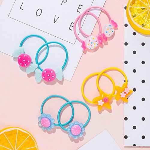 80 Pieces (40 Pairs) Girls Cartoon Elastic Hair Ties Head Hair Tie Bands Ropes Girls Ponytail Holders