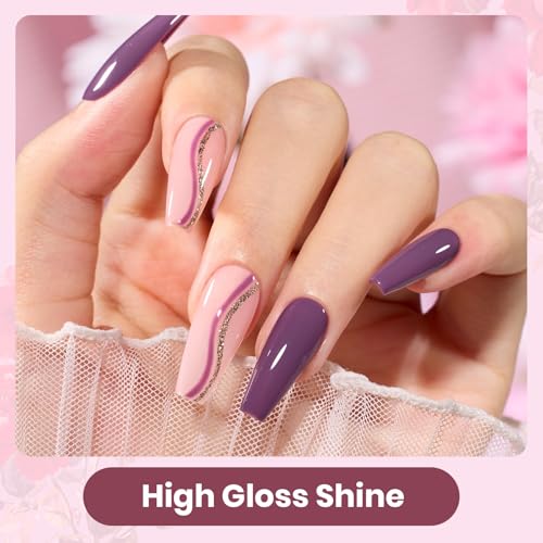 Beetles Burgundy Purple Gel Nail Polish Set - 6 Color Winter Purple Maroon Mauve Plum Gel Polish Kit, Soak Off UV LED Nail Gel for Autumn Manicure Nail Art Gifts for Women