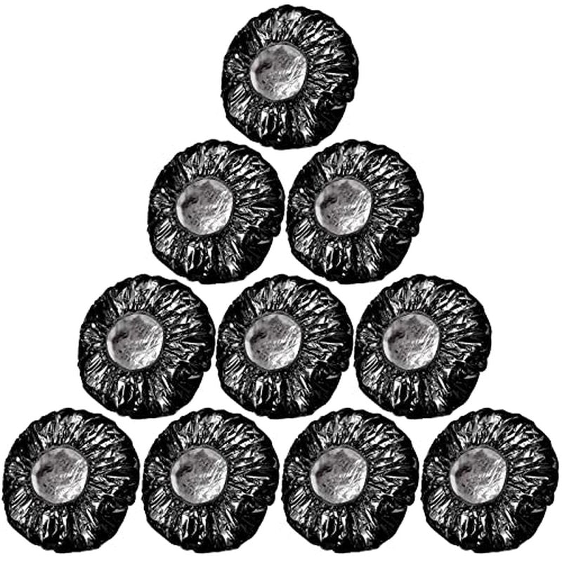 12 Pieces Deep Conditioning Caps Aluminum Foil Reusable Hair Processing Hair Coloring Shower Caps for Home Salon Use(12 Inch,Black)
