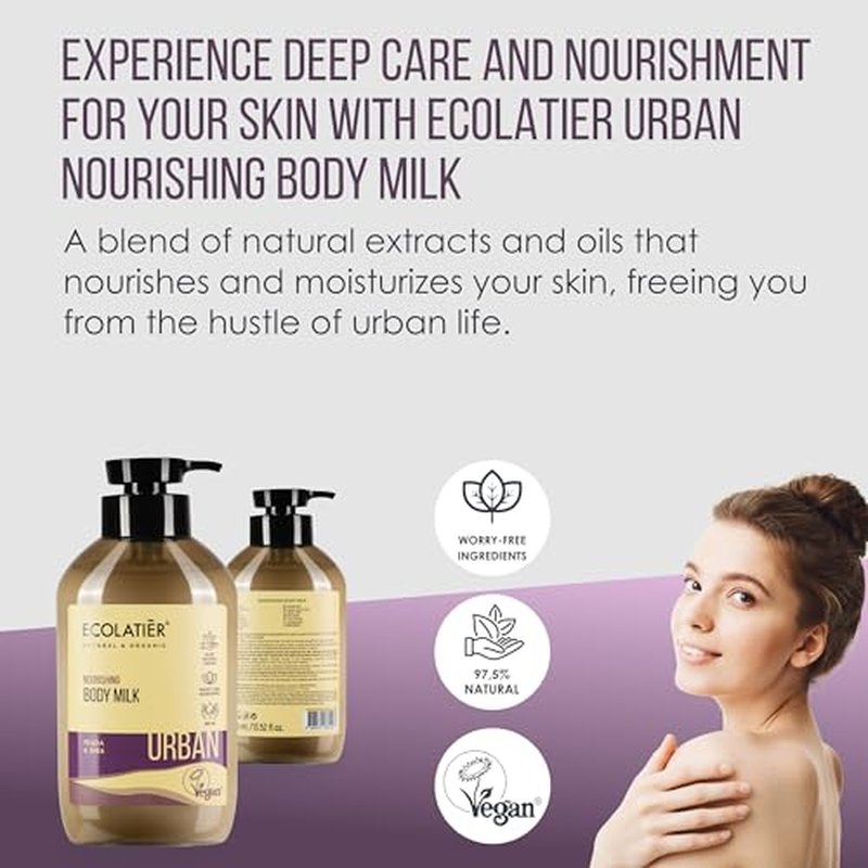 Nourishing Body Milk - Hydrating Body Lotion for Women & Men, 97.5% Natural Ingredients, Vegan Certified, Lightweight Formula with Mulberry & Avocado Oil for Dry Skin, 13.5 Fl Oz - ECOLATIER