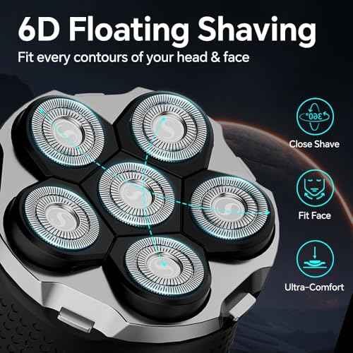 Electric Razor for Men Head Shaver for Bald Men Grooming Kit Wet Dry Rotary Shavers Nose Hair Beard Trimmer Clippers Facial Cleansing Brush Cordless Waterproof USB Charging Rechargeable (Black)