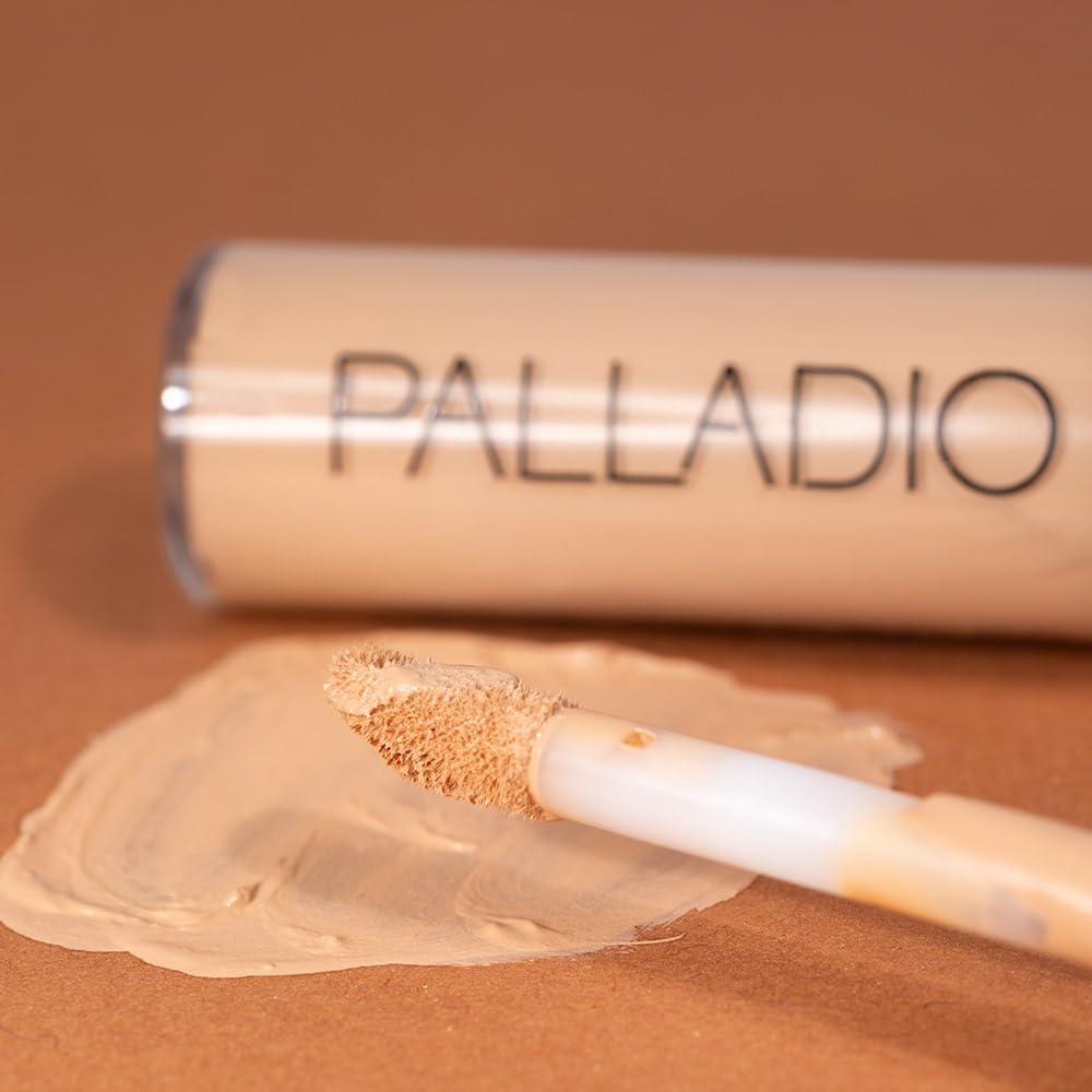 Palladio Liquid Concealer, Medium Coverage, Lightweight and Buildable Formula for Seamless Coverage, Conceals Imperfections, Brightens Skin, and Lasts All Day, Nude