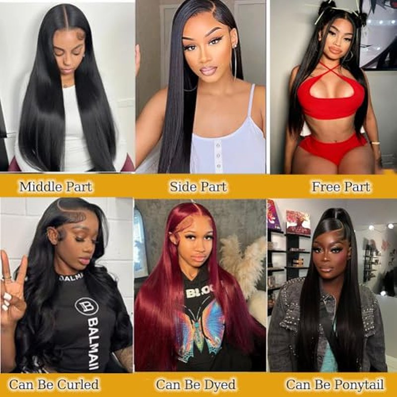 Straight Wigs Human Hair 13x6 Lace Front Wigs Human Hair Straight Lace Front Wigs 24 Inch Pre Plucked Transparent Lace Frontal Glueless Wigs for Women Hair Replacement Wigs