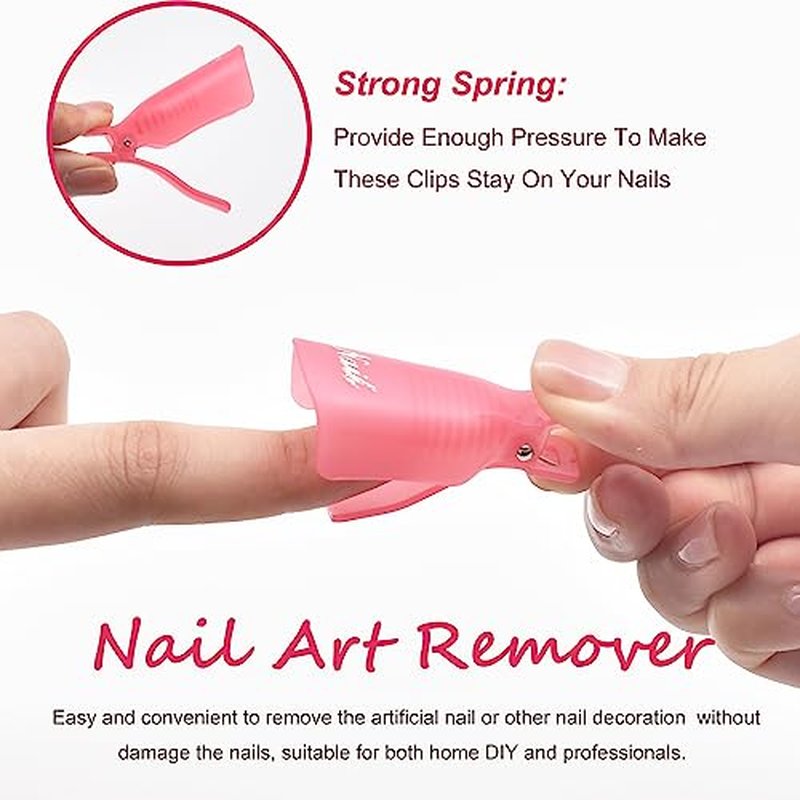 Gel Nail Polish Remover Tools Kit, with 10 Pcs Nail Clips, 400 Pcs Lint Free Nail Wipes, Nail Files 100/180, Buffer Block 400/4000, Nail Brush, Cuticle Pusher, Cuticle Peeler (Pink)