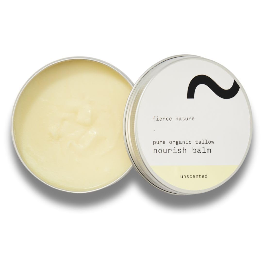 fierce nature Pure Nourish Tallow Balm | Organic, Vitamin-Rich Nourishing Body & Face Moisturizer | Natural, Essential Oil Free Skincare (Unscented)