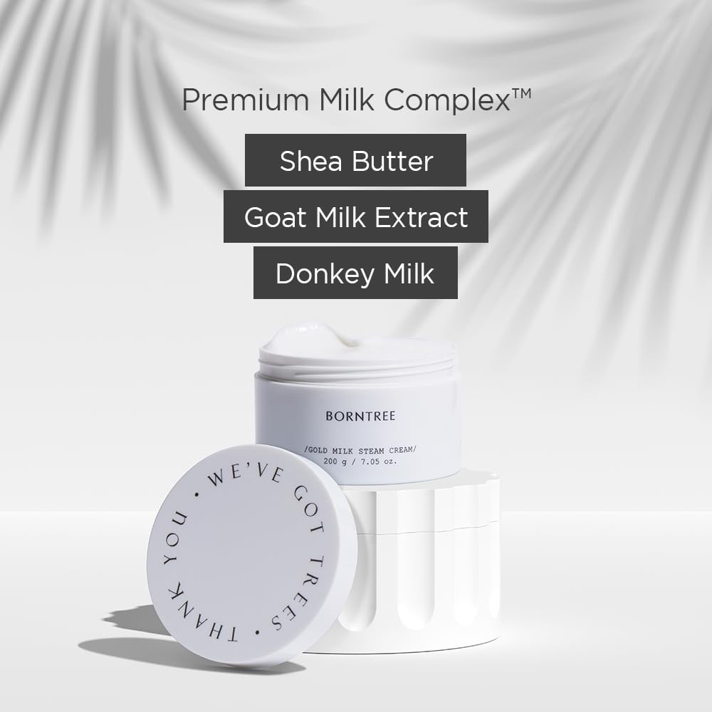 BORNTREE Gold Milk Steam Cream 7.05 oz Moisturizer for Face and Body