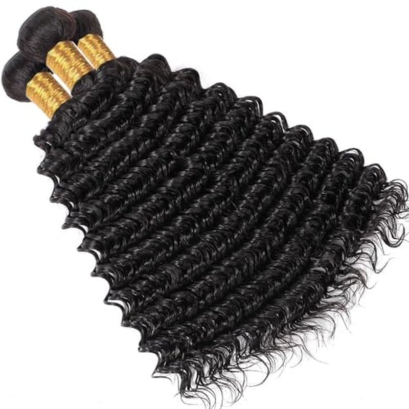 30 30 30 Inch Natural Black Color Raw Loose Deep Wave Bundles Human Hair Unprocessed Brazilian Virgin Hair Extensions