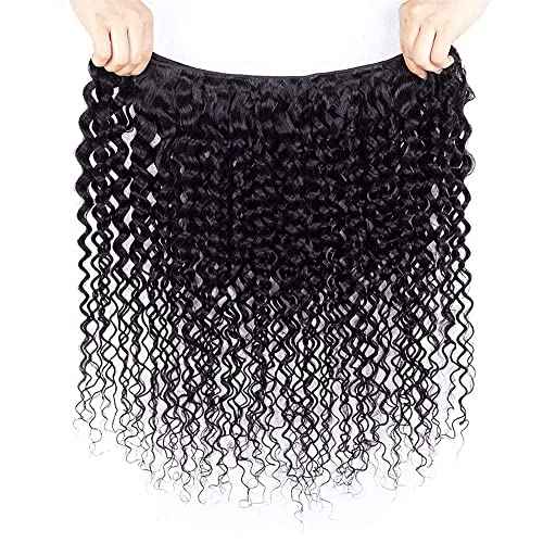 Kinky Curly Human Hair Bundles Thick Brazilian Virgin Curly Weave Bundles Human Hair 100% Unprocessed Double Weft Natural Black Color Can Be Dyed 100g 16 Inch