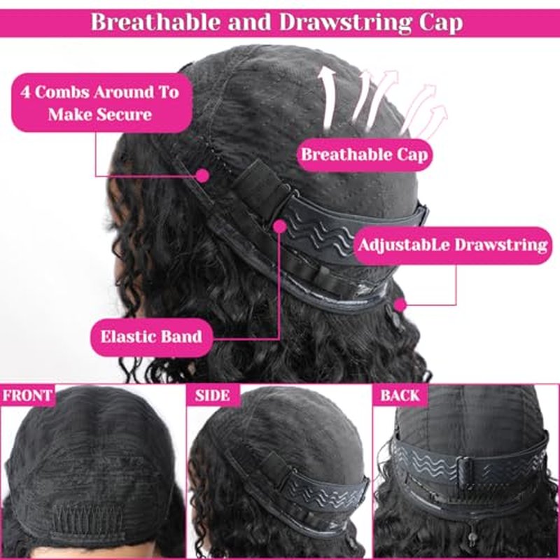 Curly Half Wig Human Hair 200% Density 3 In 1 Seamless Flip Over Half Wigs Human Hair Glueless Wear and Go Beginner Friendly Water Wave Half Wig Human Hair Drawstring Headband Wig for Women 22 Inch