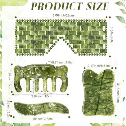 Weysat 4 Pcs Gua Sha Facial Tools Set Jade Eye Mask Facial Jade Massage Comb Scrap Massage Tool Guasha Stone Board Multifunctional Gua Sha Comb for Spa Acupuncture Therapy Esthetician Essentials