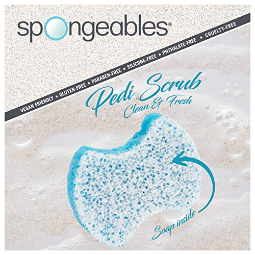 Spongables Pedi Scrub Foot Exfoliating 5+ Wash Travel Sponge, Clean & Fresh, 1 Count