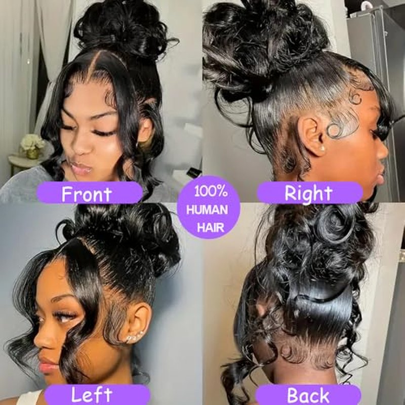 Body Wave Lace Front Wigs Human Hair Invisible Strap 360 HD Lace Front Wigs Human Hair Pre Plucked Drawstring 360 Lace Frontal Wig 180 Density Glueless Wigs Human Hair for Women 20 Inch