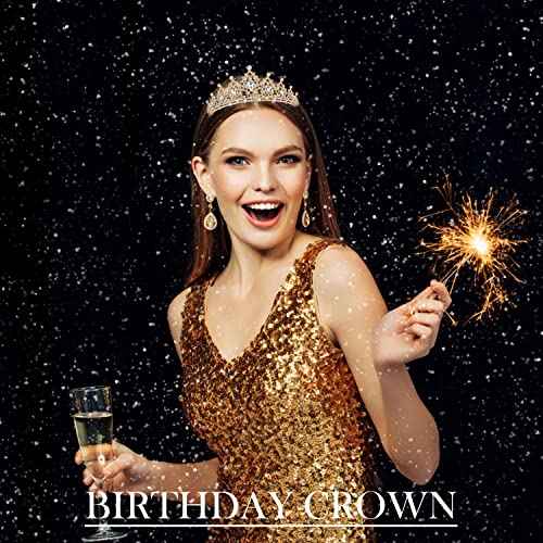 SuPoo Crowns for Women Gold Tiara and Crown Queen Birthday Tiara AB Crystal Headband Rhinestone Hair Accessories Shiny Princess Decoration for Wedding Party Prom Gifts