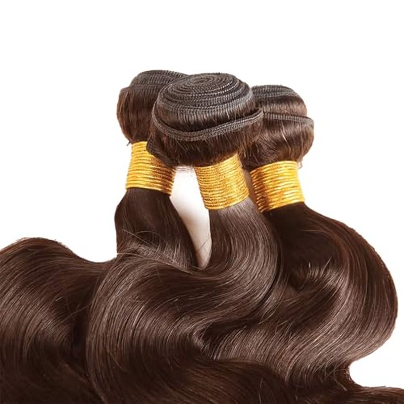 Brown Bundles Color 4 Body Wave Chocolate Brown Human Hair Bundles Dark Brown Weave Brazilian Human Hair Double Weft Body Sew In Extensions 24 26 28 Inch for Black Women